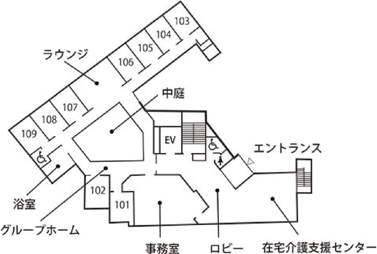 1F（グループホーム・ケアプランセンター） マップ